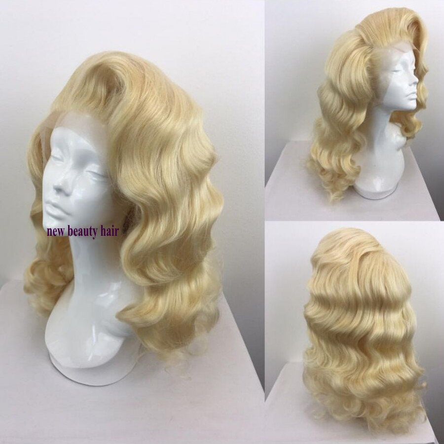 Fashion Blonde 360 Lace Frontal Full Wigs Middle Part Celebrity Synthetic Wig With Baby Hair For Black White Women