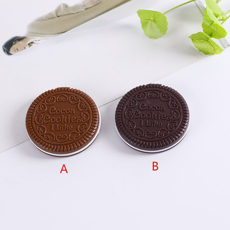 Cute Chocolate Cookie Shaped Design Makeup Mirror with Comb Lady Women Makeup Tool Pocket Mirror F2107