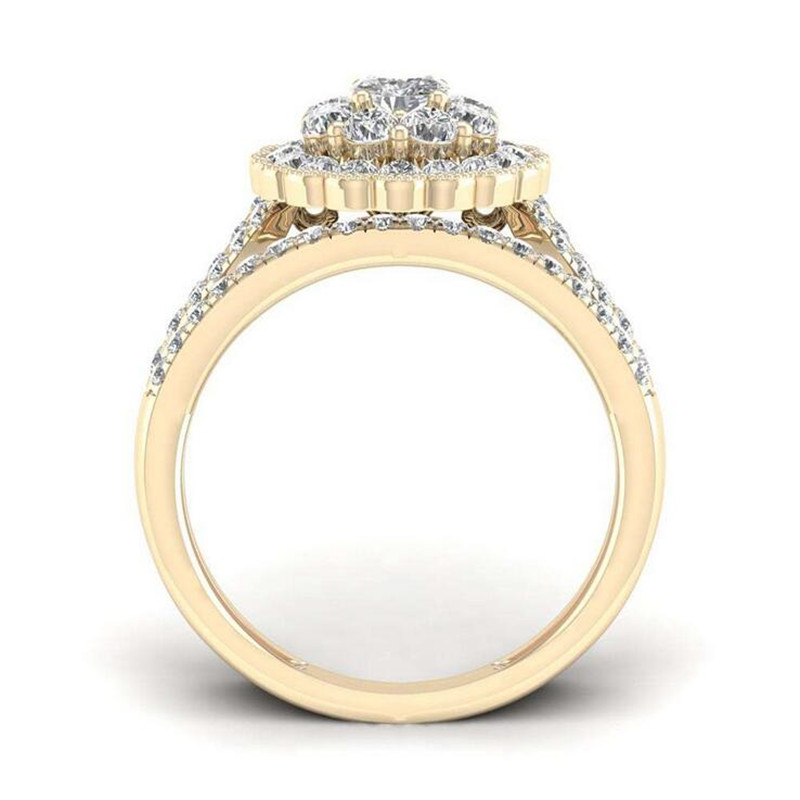 & Sterg Sier Gold Plated Vintage Couple Rings with 5A Cubic Zirconia - Bohemian Promise Ring for Women 4