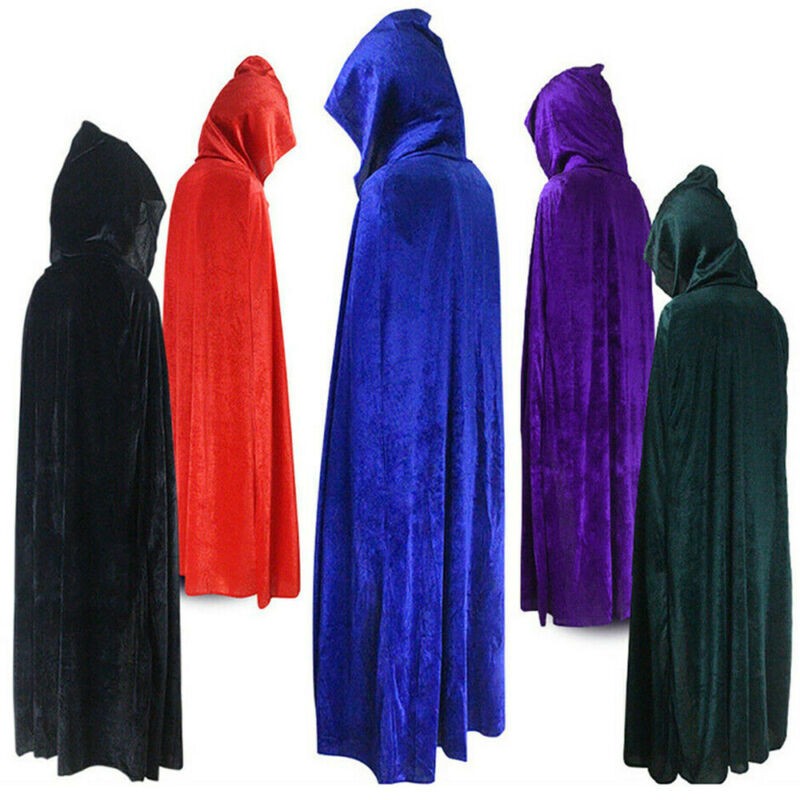 Fashion Adult Men Women Kids Costume Accessories Long Velvet Cape Hooded Cloak Cosplay Unisex Wholesale Halloween Accessory Outwear Wizard Witch Princ