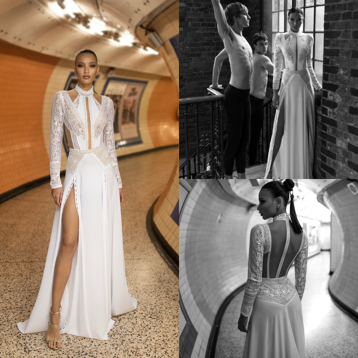 2019 Lior Charchy Bohemian Wedding Dresses Lace Appliques Side Split Beads Beach Wedding Dress A Line Long Sleeve Chiffon Robe De Mariée