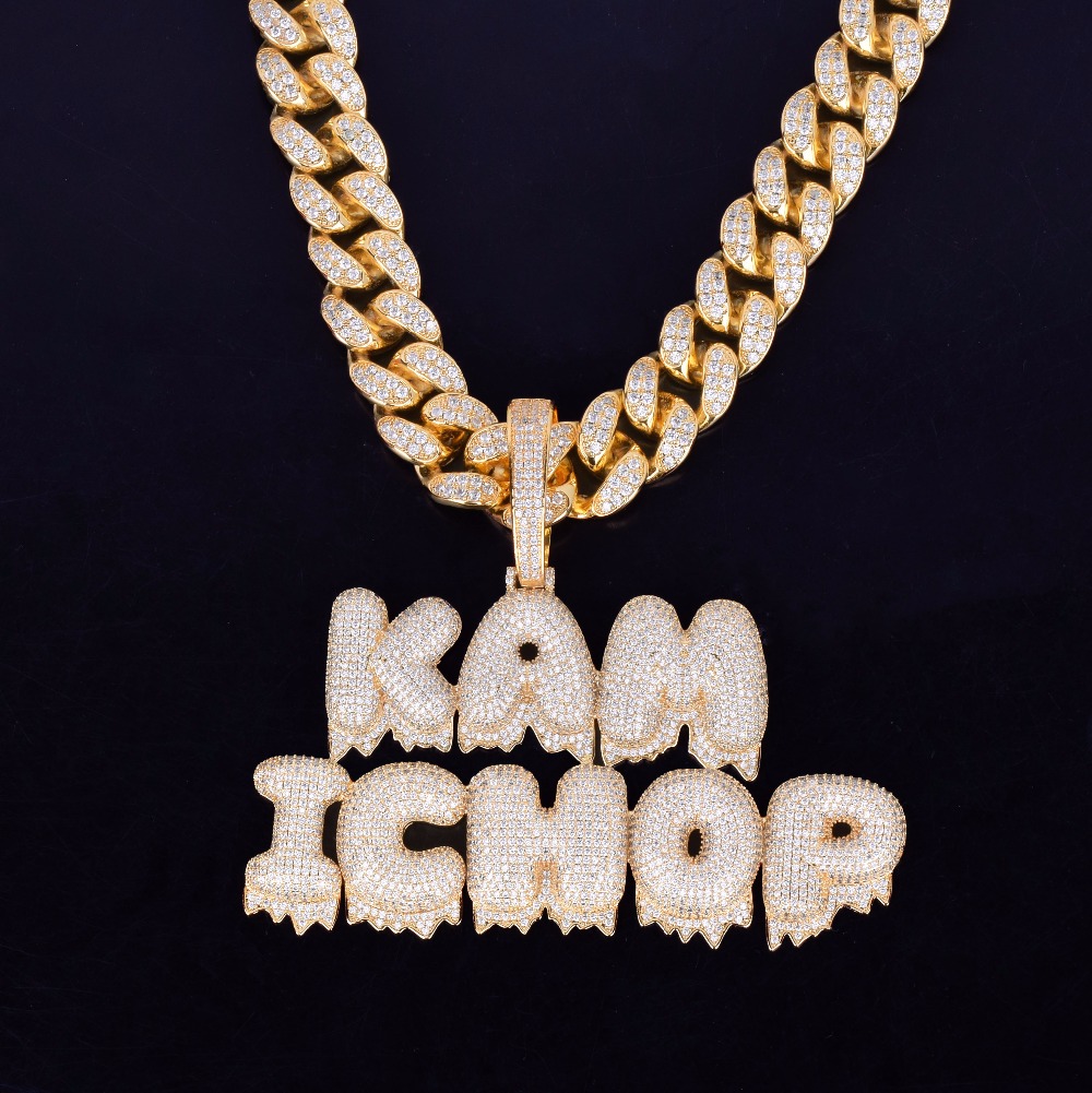 With 20MM 16inch Cuban Chain Men's Custom Name Drip Bubble Letters Chain Pendants Necklaces Ice Out Cubic Zircon Hip Hop Jewelry For Gift
With 20MM 16inch Cuban Chain Men's Custom Name Drip Bubble Letters Chain Pendants Necklaces Ice Out Cubic Zircon Hip Hop Jewelry For Gift