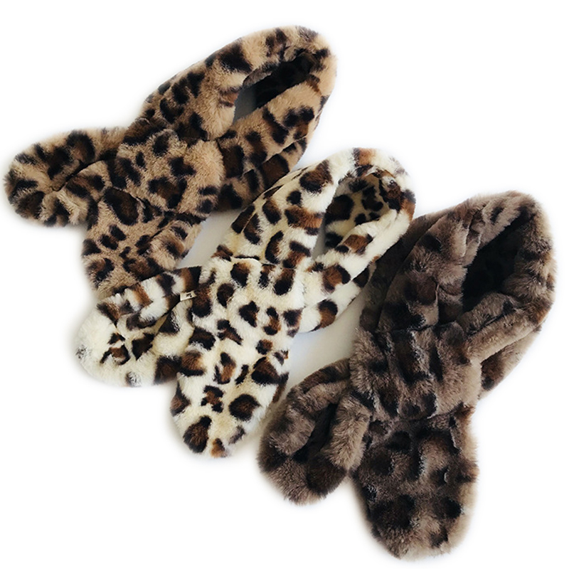 winter NEW children winter leopard animal print furs scarf warm girls kids fur collar neck warmer neckerchief cross scarves D19011003