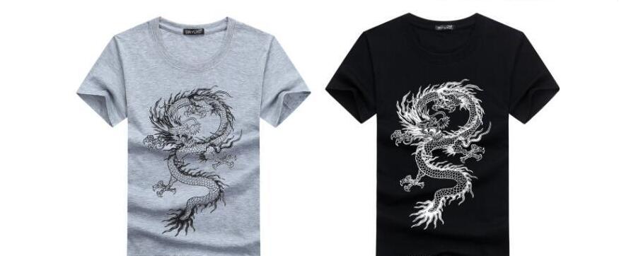 summer T-Shirt Man's 3D Cotton Funny Chinese Vintage Dragon Short Sleeve Summer Style Slim Clothing Plus Size s-5xl