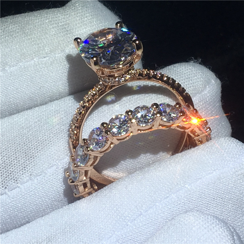 choucong Luxury Lovers Ring set 925 Sterling Silver Oval cut 3ct Diamond cz Party Wedding Band Rings For Wome men Jewelry Gift