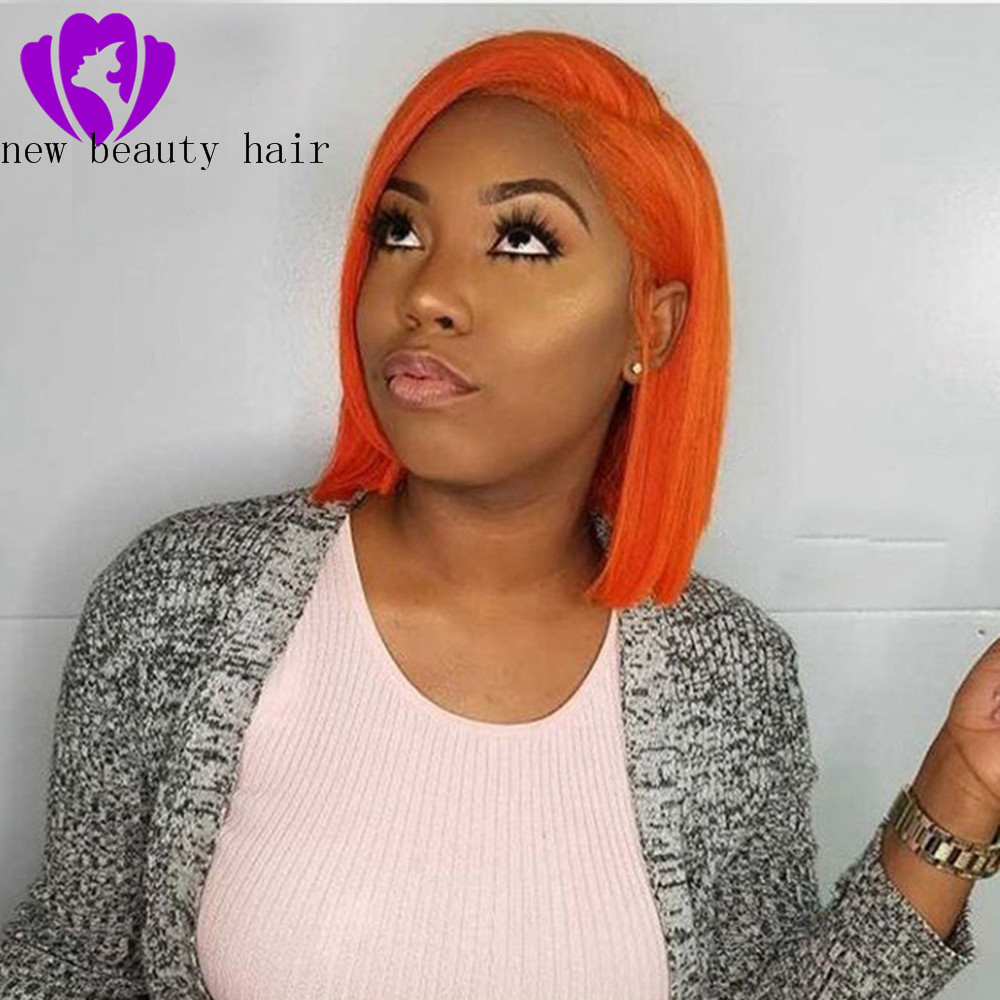 Fast shipping Orange/black/brown /blonde color Synthetic Lace Front Wigs 10inch Short Straight Hair Bob Wig For African Women