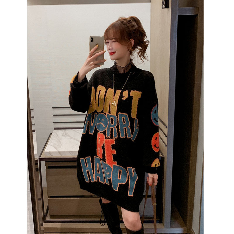 Black Letter Print Casual Knit Casual Pullover Sweater Women 2020 Winter Korean Style Long Sleeve Loose Sweater for Ladies
Black Letter Print Casual Knit Casual Pullover Sweater Women 2020 Winter Korean Style Long Sleeve Loose Sweater for Ladies