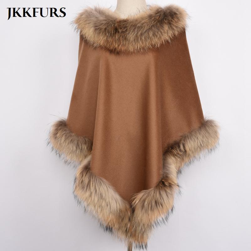 Women's Brown Pashmina Cashmere Coat Shawls With Fur Wool Scarf Fur Raccoon Collar Poncho Wrap Outwear Real S7447, Light coffee-raccoon
Women's Brown Pashmina Cashmere Coat Shawls With Fur Wool Scarf Fur Raccoon Collar Poncho Wrap Outwear Real S7447, Light coffee-raccoon