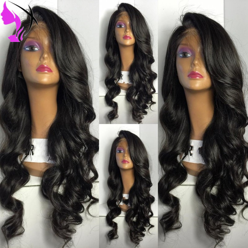 High Temperature Fiber Free Part 360 lace frontal wig Natural Long body Wave Synthetic Lace Front Wig For White Women