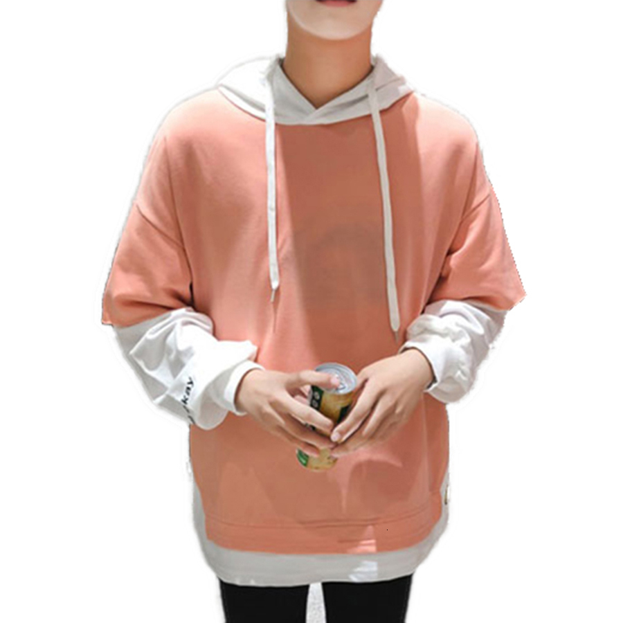Korean Sweatshirt Men Hoodie Street Harajuku Japanese Split Patchwork Mens Sweatshirts Hoodies Pullovers Fashion Clothing Trends V191019