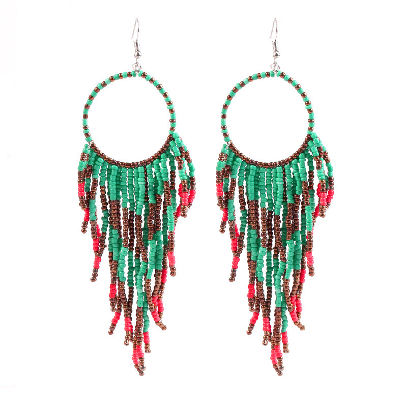 Bohemia National Style Earrings Handmade Beaded Fashion Multilayer Tassels Bead Long Dangle Earrings Women Girls Jewelry Gift 7 Styles