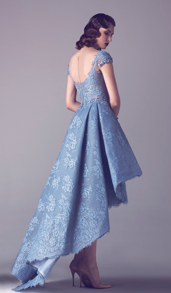 2019 Vintage Lace Prom Dresses Hi Lo Cap Sleeves Beaded Plus Size Evening Dress Fadwa Baalbaki Formal Party Gowns Vestido de Festa