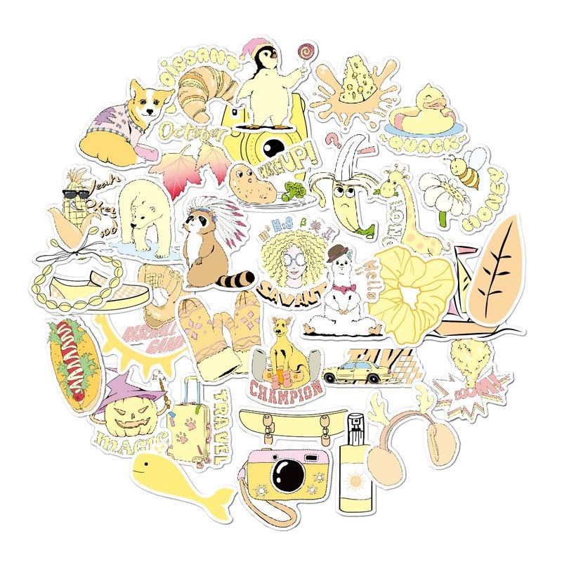 2Set = 70pcs Blue Small Fresh Vsco Sticker Personalized Doodle Suitcase Waterproof Sticker