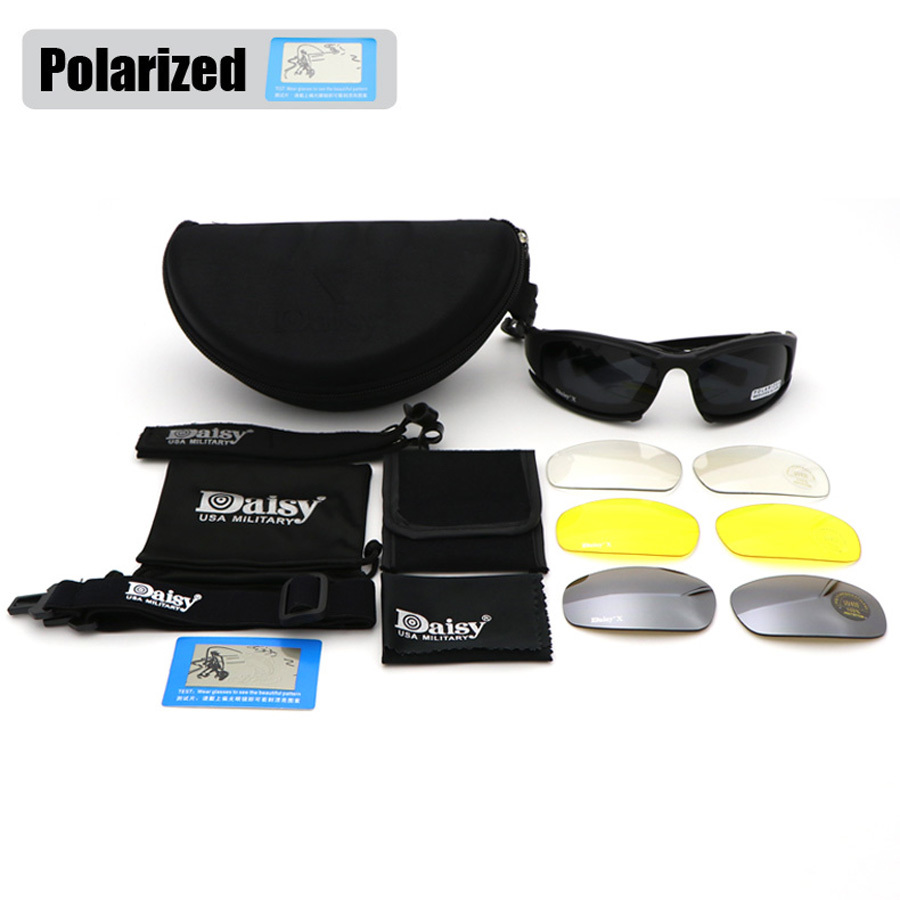 Daisy X7 Military Goggles Bullet-proof Army Polarized Sunglasses 4 Lens Hunting Shooting Airsoft Eyewear Y200619