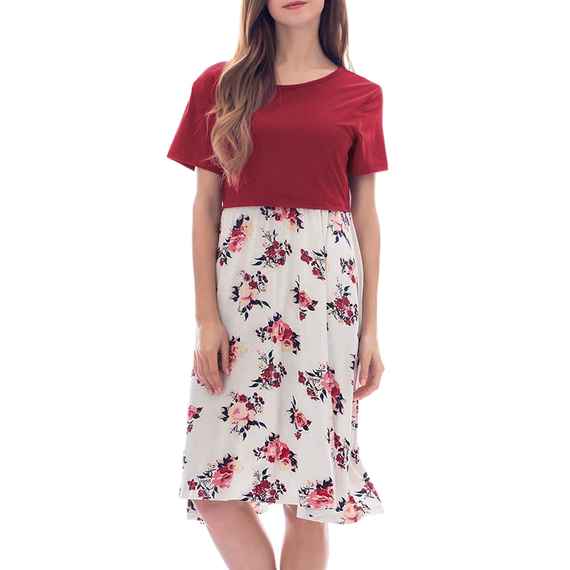 Maternity Women Short Sleeve Skirt Floral Print Nursing Dresses Breastfeeding Maternal Pregnancy Dress White, Black
Maternity Women Short Sleeve Skirt Floral Print Nursing Dresses Breastfeeding Maternal Pregnancy Dress White, Black