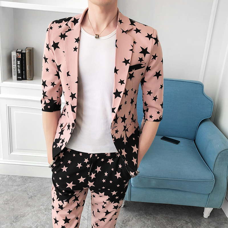 Blazer+Pants 2020 Autumn Men' suit Groom Wedding Dress Plaid Star Print Formal Suits 2 PCS set Men Casual Men Suit, Pink
Blazer+Pants 2020 Autumn Men' suit Groom Wedding Dress Plaid Star Print Formal Suits 2 PCS set Men Casual Men Suit, Pink