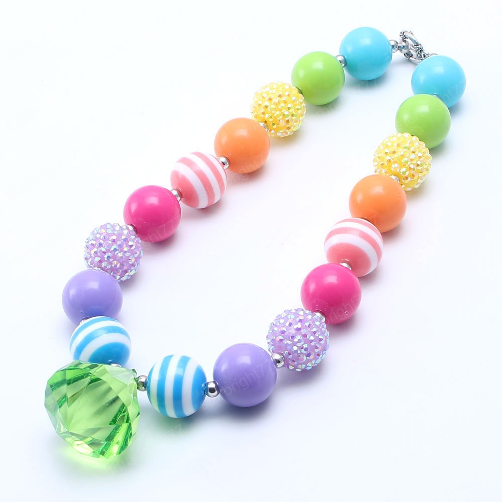 Colorful Acrylic Beads Necklace For Child/Girls/Kids Chunky Bubblegum Necklace Handmade Party Jewelry Gift New