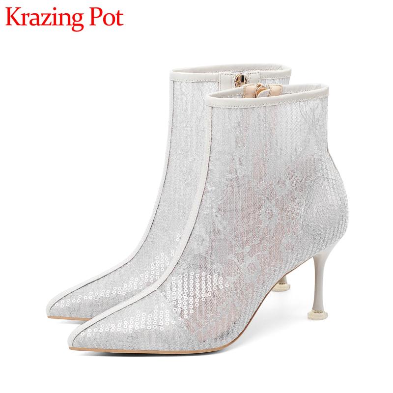 Krazing pot sequined cloth bling pointed toe high heels European design beauty lady sunscreen breathable ankle summer boots L23, Black
Krazing pot sequined cloth bling pointed toe high heels European design beauty lady sunscreen breathable ankle summer boots L23, Black