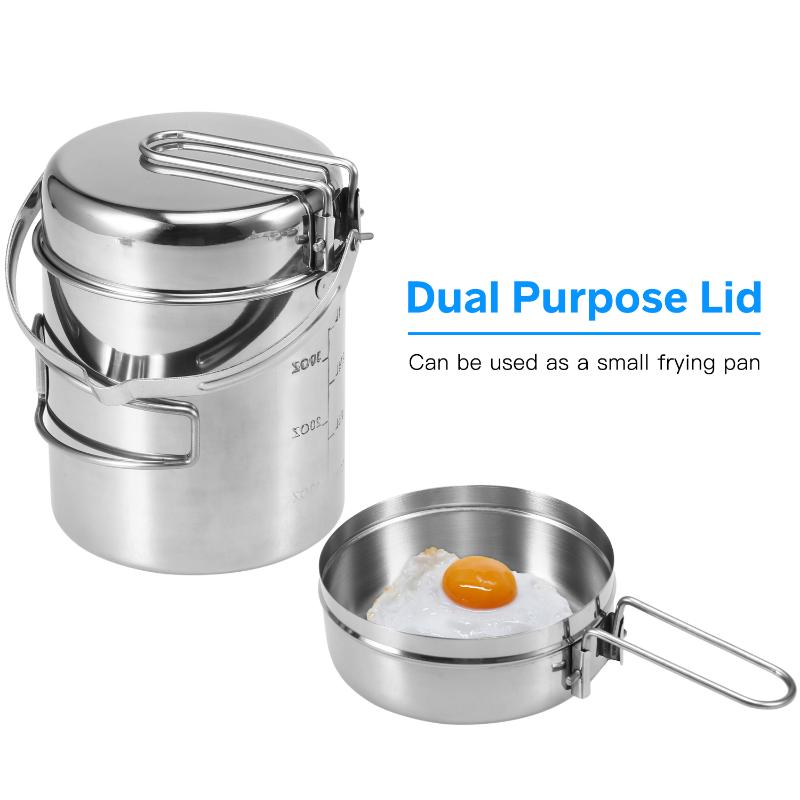 1L Cooking Pot Portable Outdoor Camping Stainless Steel Kettle Backpacking Pot With Foldable Handle For Hiking Picnic Travelling
1L Cooking Pot Portable Outdoor Camping Stainless Steel Kettle Backpacking Pot With Foldable Handle For Hiking Picnic Travelling