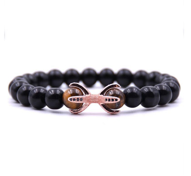 Black agate bracelet Micro inlaid zircon octagonal alloy bracelet men and women personality popular bracelet