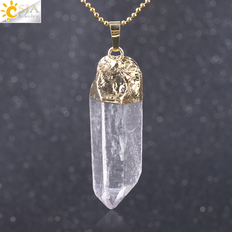 Wholesale Natural Unique White Crystal Pillar Irregular Stone Pendant Women DIY Fit Necklaces For Jewelry Making