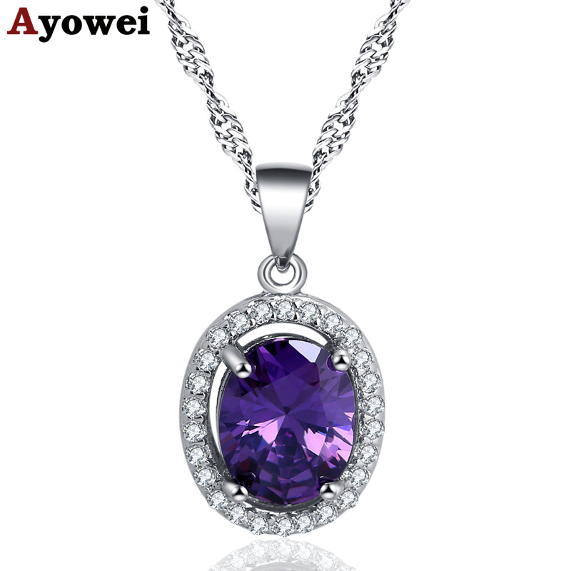 Pendant Necklaces Ayowei Oval Purple Crystal Zircon 925 Silver Necklace Fashion Anniversary Gift Lady LN691A
Pendant Necklaces Ayowei Oval Purple Crystal Zircon 925 Silver Necklace Fashion Anniversary Gift Lady LN691A