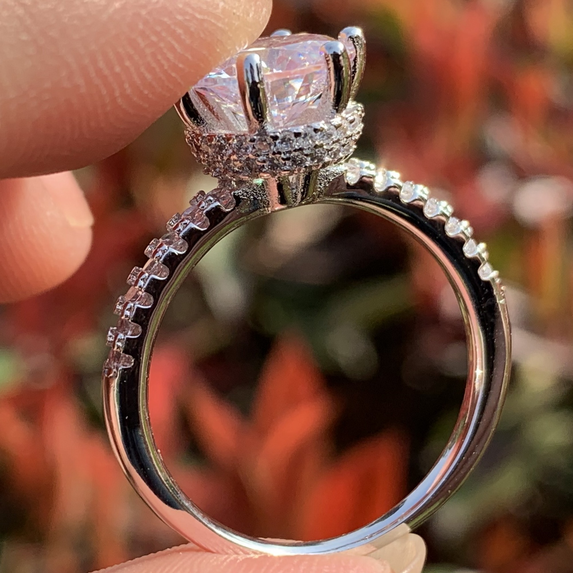 Lovely Cute Crown Wedding Band Ring Lucky Fashion Jewelry 925 Sterling Silver Round Cut White Topaz CZ Diamond Engagement Band Finger Rings
