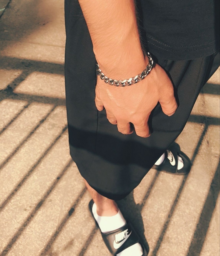 Stainless Steel Men Retro Bracelet Gifts Mens Chain Curb Cuban Link Accessories Black Rock Charm Hand Chain Bracelets Male