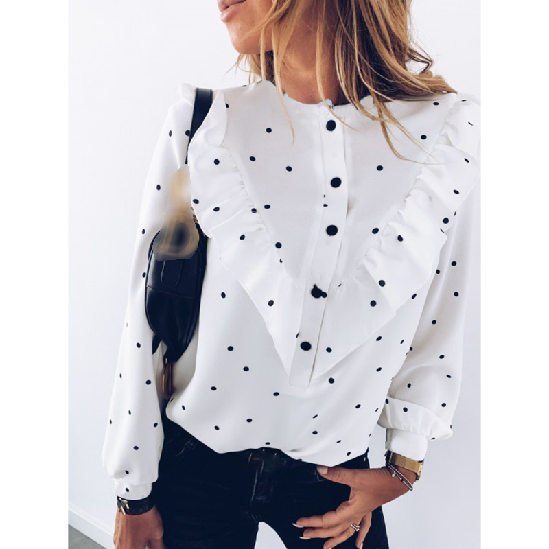 Fashion Loose Blouses Women Ruffle Polka Dot Long Sleeve Blouse Top 2020 Summer Casual Button Top Office Lady Streetwear SJ5112V, Black
Fashion Loose Blouses Women Ruffle Polka Dot Long Sleeve Blouse Top 2020 Summer Casual Button Top Office Lady Streetwear SJ5112V, Black