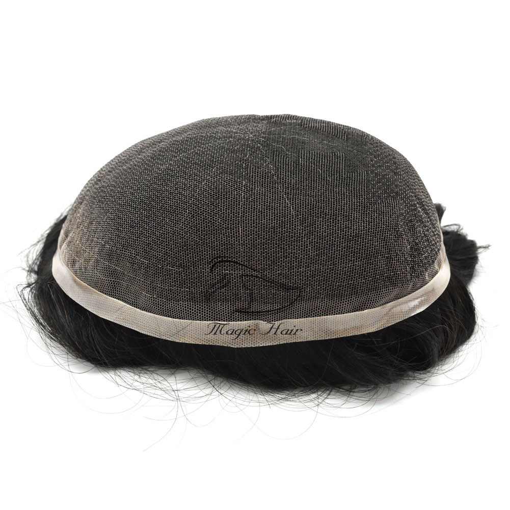 Men Full Lace Toupee Brazilian Human Remy Hair Wig For Males Comfortable As Like Own Hair(Full Lace)