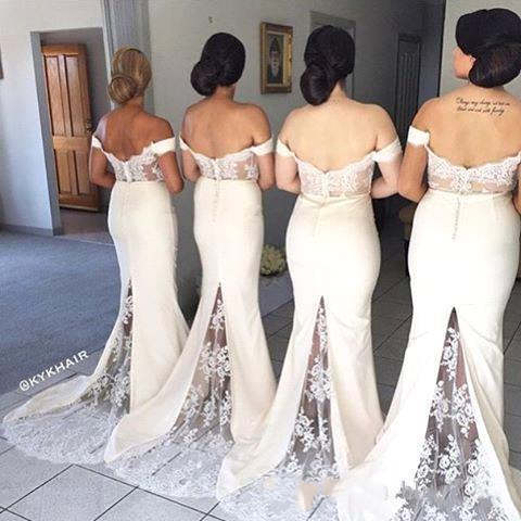 Mermaid Bridesmaid South African Sheer Lace Appliques Long Maid Of Honor Gowns Off Shoulder Party Dresses Custom Made 0510