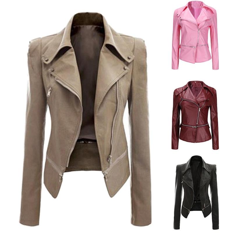 2019 Women Autumn zipeer Soft Leather Jacket Coat Turn-down Collar Casual Pu Motorcycle Black Punk Outerwear
2019 Women Autumn zipeer Soft Leather Jacket Coat Turn-down Collar Casual Pu Motorcycle Black Punk Outerwear