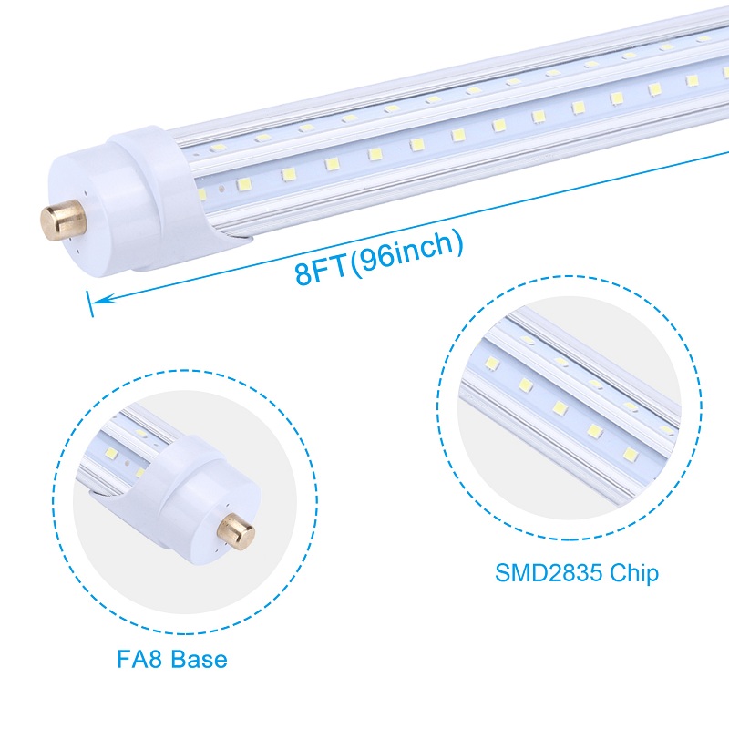 LED Tube Lights 8FT T8 FA8 LED Light 8 FT 8Feet 45W Single Pin 4500LM Fluorescent Light Fixtures 2.4M Bulbs Lamp AC85-265V