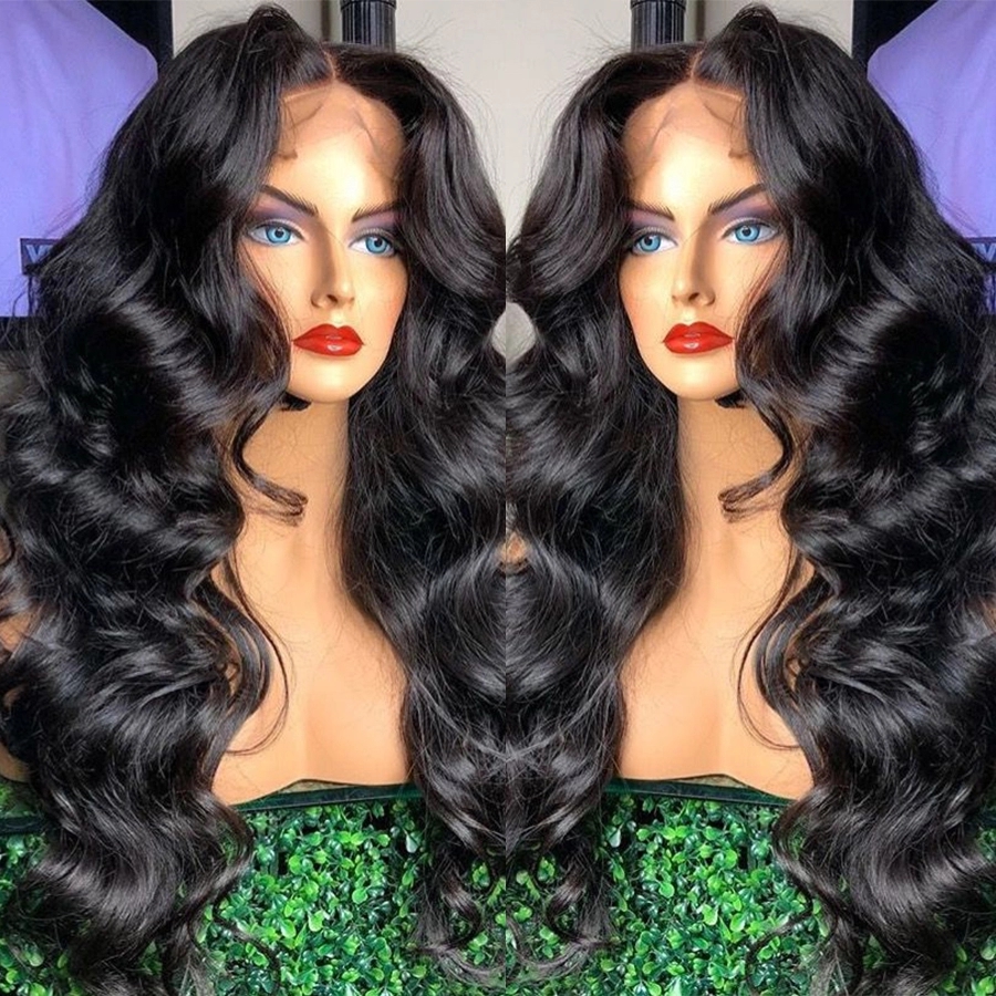 Loose wave 360 Lace Front Human Hair Wigs Full natural 150% density Preplucked transparent hd wig with Baby Hairs Remy Black for Women
