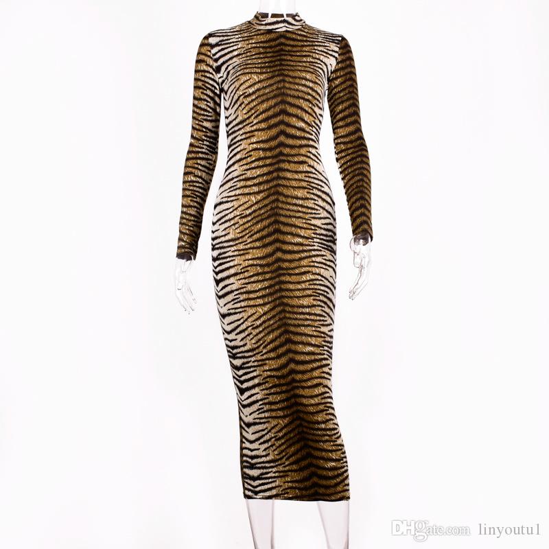 long sleeve high neck leopard print sexy bodycon mini dress 2020 autumn winter women fashion Christmas party clothe