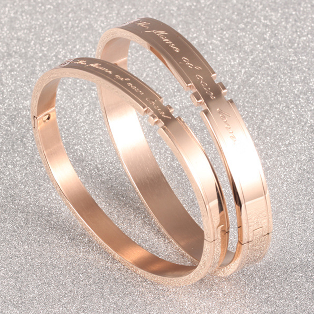 Couples Bangles Zircon Stainless Steel Jewelry "The Flame of Our Love" Cuff Bangle Bracelet Cubic Zirconia High Quality Wristband Bangle
