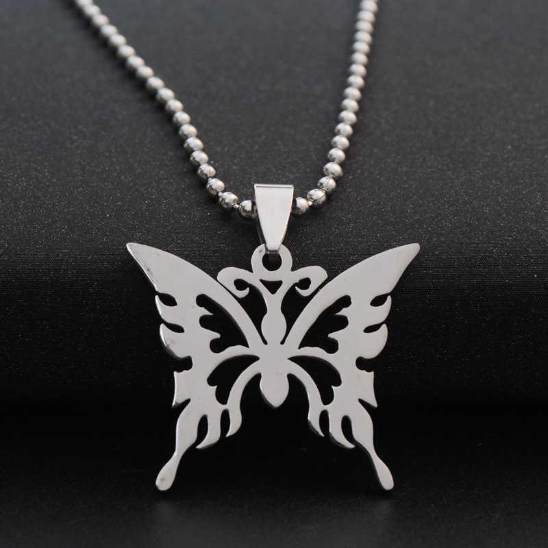 Lovely Beautiful Minimalist Hollow Butterfly Shape Pendant Necklace 316L Stainless Steel Pendants Jewelry Women/Men Necklace
