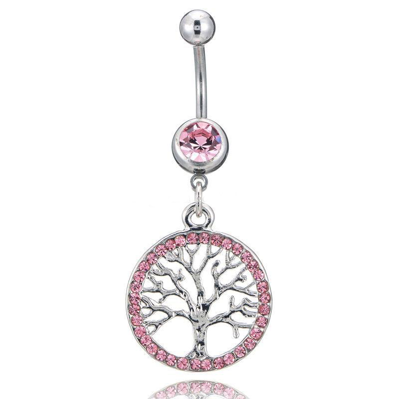 YYJFF D0753 Mix Colors Life-Tree Belly Navel Button Ring 14Ga 10mm Length