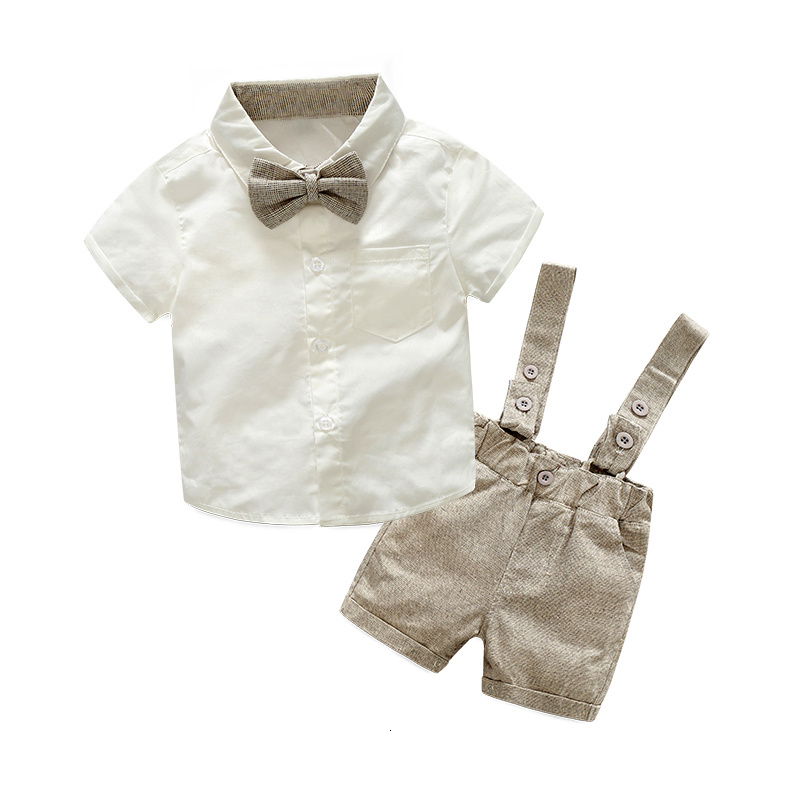 Tem Doger Baby Boy Clothing Set 2018 New Summer Infant Boys Clothes Tie Shirts+Overalls 2PCS Outfit Sets Bebes Gentlemen Suit T191024