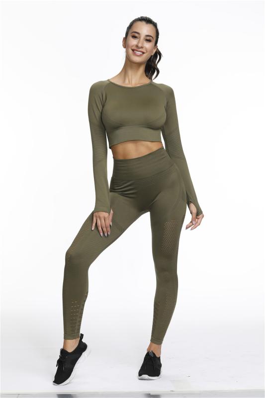 2020 New Hollow Seamless Fitness Suit Fitness Long Sleeve Trousers Sport Wear Women Set Licras Deportivas Mujer Larga, Green
2020 New Hollow Seamless Fitness Suit Fitness Long Sleeve Trousers Sport Wear Women Set Licras Deportivas Mujer Larga, Green