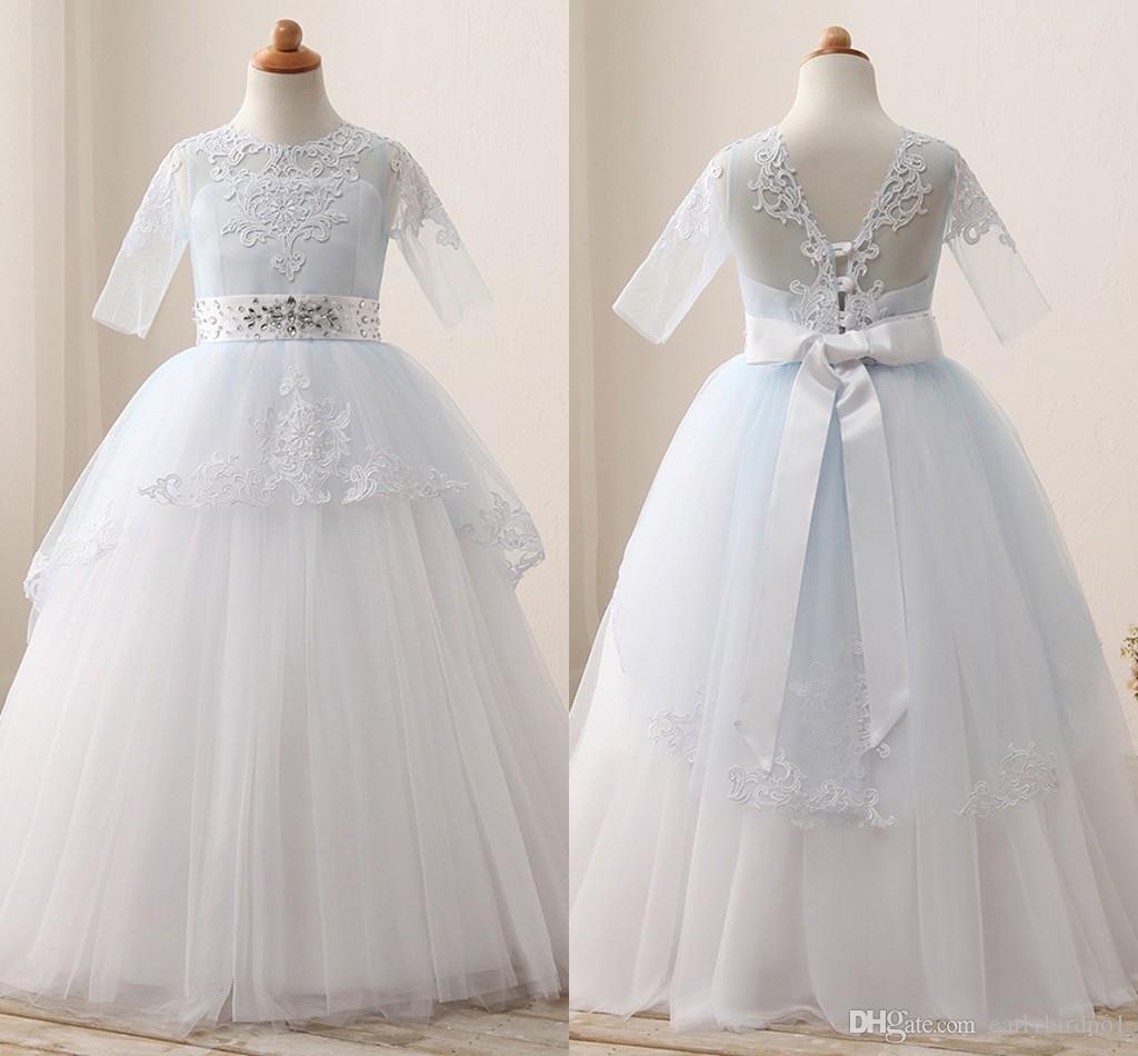 New Silver Sequined Top Cute Tulle Flower Girls' Dresses With Sash Sleeveless Cheap Floor Length Girls Party Gowns WE09, Blue
New Silver Sequined Top Cute Tulle Flower Girls' Dresses With Sash Sleeveless Cheap Floor Length Girls Party Gowns WE09, Blue