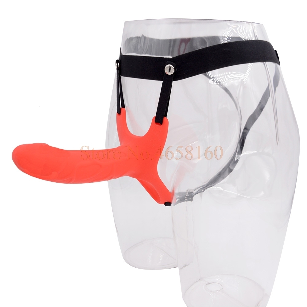 Full Silicone Strappy Hollow Penis Extender Strapon Dildo Silicone Strap on Dildo with Harness Kit Sex Toys for Men No Vibration Y191026