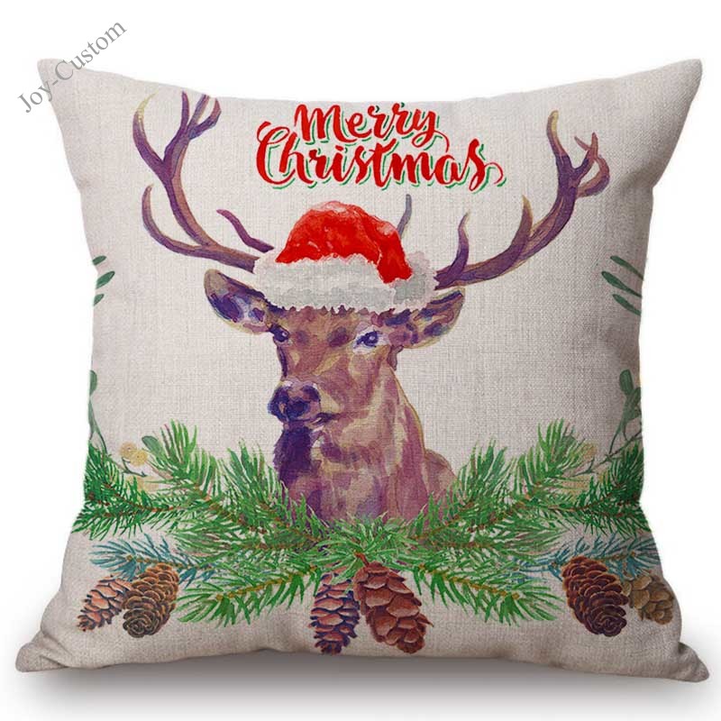 Christmas Decoration Sofa Throw Pillow Watercolor Reindeer Jingle Bell Flower Wreath Merry Christmas Letters Print Cushion Cover, Beige
Christmas Decoration Sofa Throw Pillow Watercolor Reindeer Jingle Bell Flower Wreath Merry Christmas Letters Print Cushion Cover, Beige