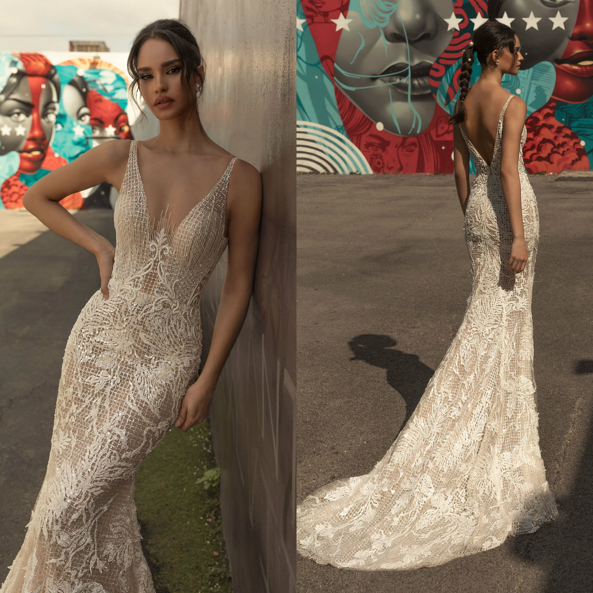 Sexy Boho Mermaid Wedding Dresses Sleeveless V Neck Lace Sequined Bridal Gowns Backless 2020 vestido de novia
