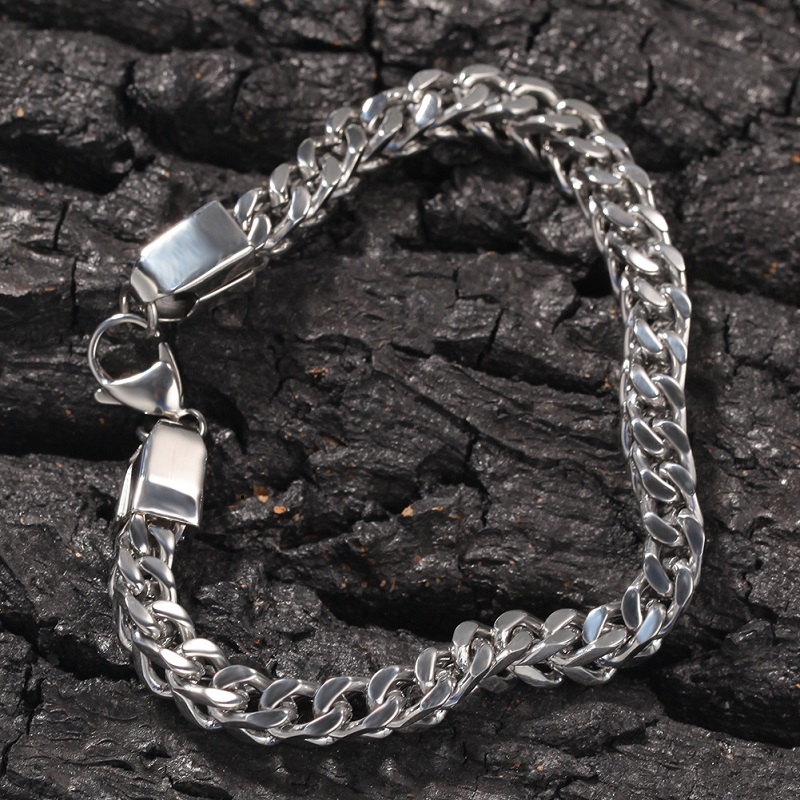 Mens Gold Bracelets Hip Hop Jeweley Gold Silver Plated Cuban Link 316L Stainless Steel Mens Bracelets