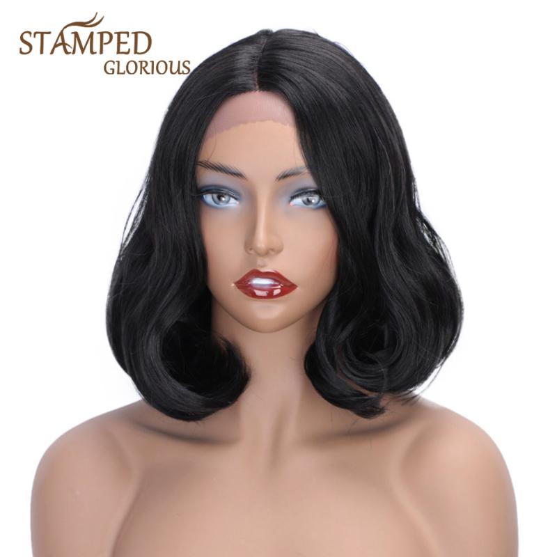 Stamped Glorious Natural Middle Part Short Black Wig Synthetic Lace Front Wig For Women Heat Resistant Fiber Bob, 1b
Stamped Glorious Natural Middle Part Short Black Wig Synthetic Lace Front Wig For Women Heat Resistant Fiber Bob, 1b