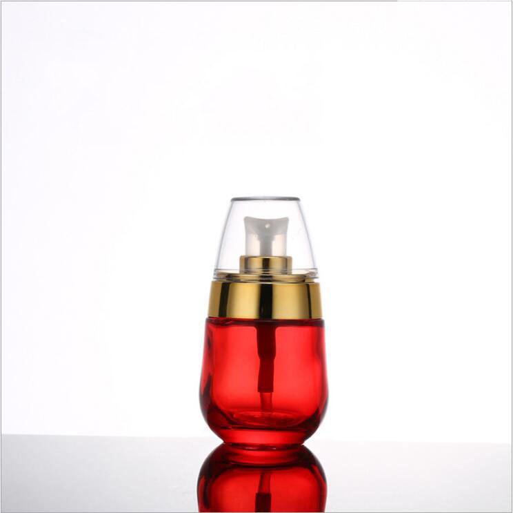 120ml 30ml 50g 30g Skin Care Bottle Cosmetic Container Bottle Red Carved lid Glass Cream Jar Emulsion Essence Vial