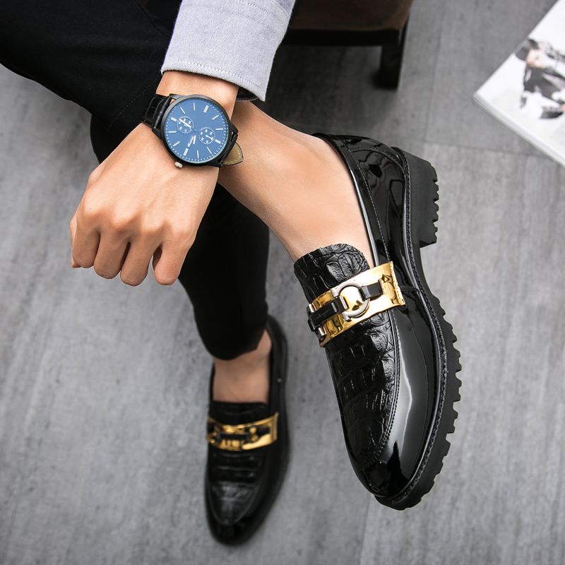 Hot Sale-Fashion Men Leather Loafers Brand Shoes Classic Brogue Mans Footwear Formal Shoes Men Casual Water Chestnut Chaussure Homme