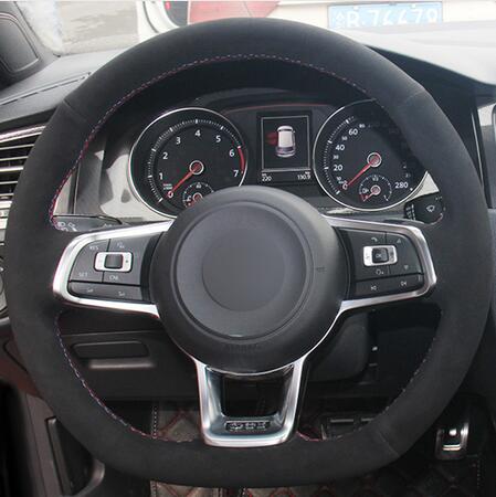 Black Leather Suede Carbon fiber Car Steering Wheel Cover for Volkswagen Golf 7 GTI Golf R MK7 Polo Scirocco 2015 2016
Black Leather Suede Carbon fiber Car Steering Wheel Cover for Volkswagen Golf 7 GTI Golf R MK7 Polo Scirocco 2015 2016