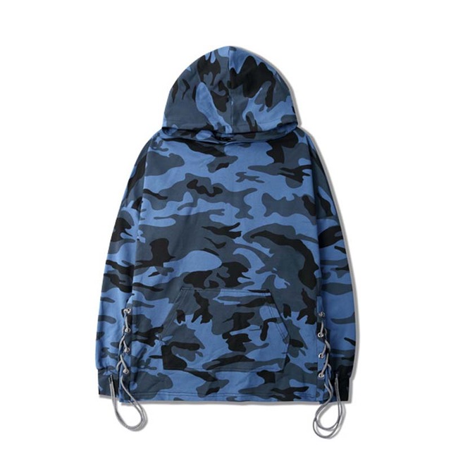 Fashion- Blue Camouflage Hoodie Men Fashion Hip Hop Sweatshirts Brand Orignal Design Casual Turn-down Collar Pullover for Me Autumn